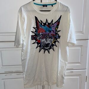 Diesel White Tee with Blue Accents